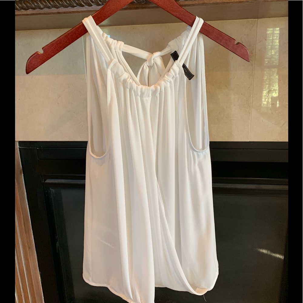 BCBG White Sleeveless Blouse